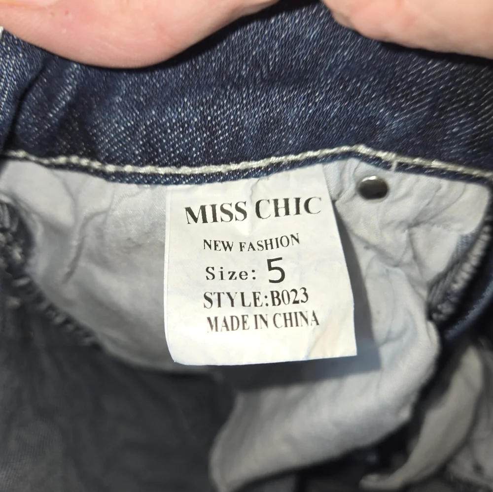 Women's Miss Chic Usa Stylish Blue Women's Jean Capris Bling Size 5 - Picture 15 of 16